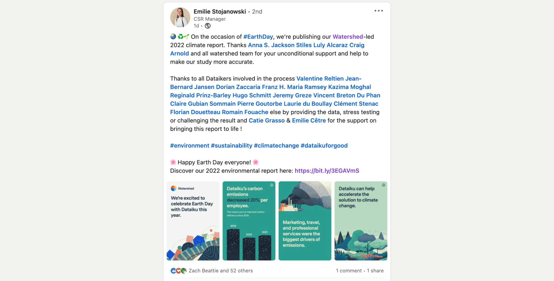 Screenshot of Dataiku’s LinkedIn post sharing the graphic