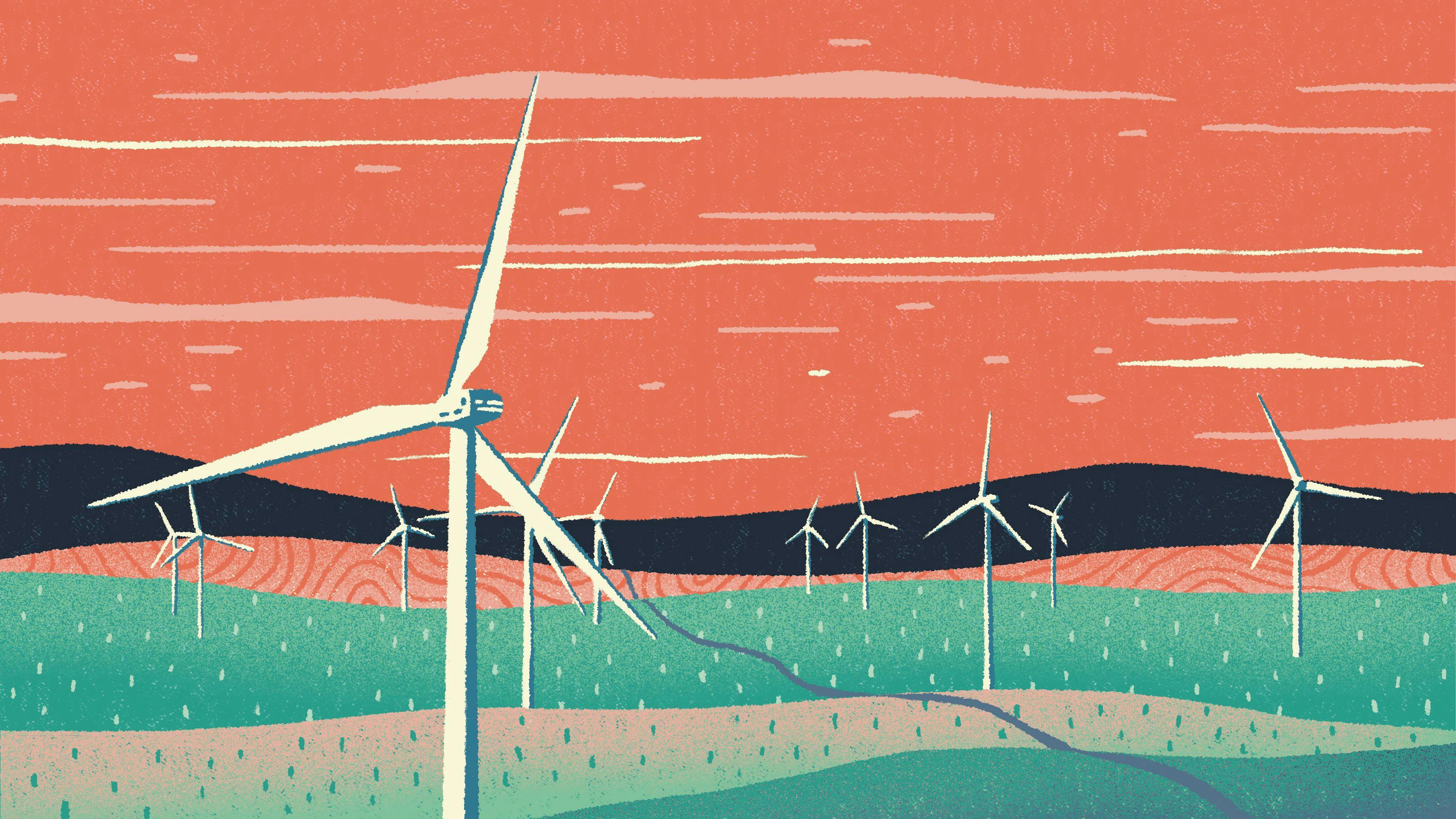 Illustration of a wind farm